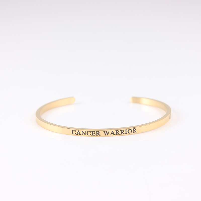 

CANCER WARRIOR Gold Color Inspirational Bangle 316L Stainless Steel For Women Men