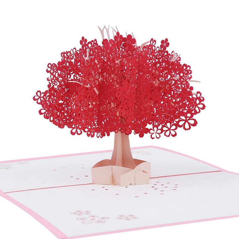 

Cherry Blossom Pops Up Card Handmade Pops Up Greeting Card 3D Anniversary Thanksgiving For Wife And Mom