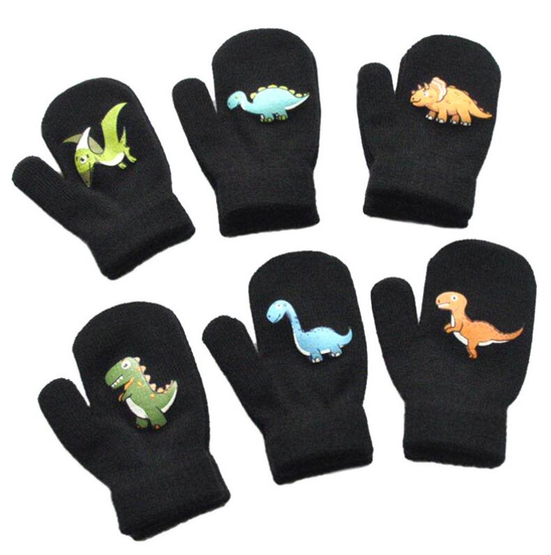 

Boys Girls Winter Gloves thicken Warmer Fleece knitting Glove Cute 1-5Y Baby Cartoon Dinosaur Pattern Designers Bobby Kids Gloves F91101, 6 colors;pls note u need color