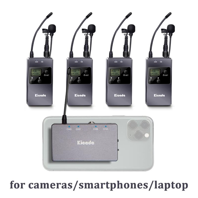 

Kicada Wireless Microphone Kit Video Recording UHF Lavalier Lapel Mic System for Camera Phone Laptop Transmitter Receiver