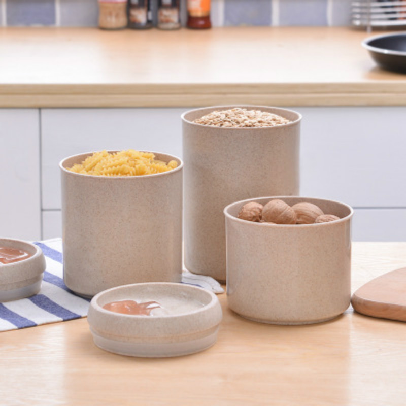 

Storage Jars Sealed Wheat Straw Plastic with Cover Kitchen Storage Container Dry Dispenser Valve Sealed Soup Tank