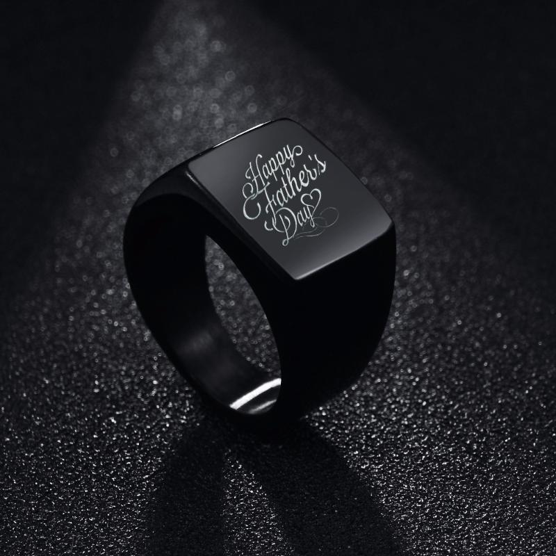 

Customized Services New Fine Jewelry High Polished Signet Solid Stainless Steel Ring Engraved the Photo and Name
