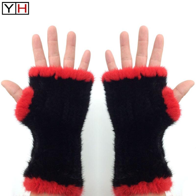 

2020 Winter women gloves 100% Natural knitted glove female mitts elasticity lady fashion real mitts New style