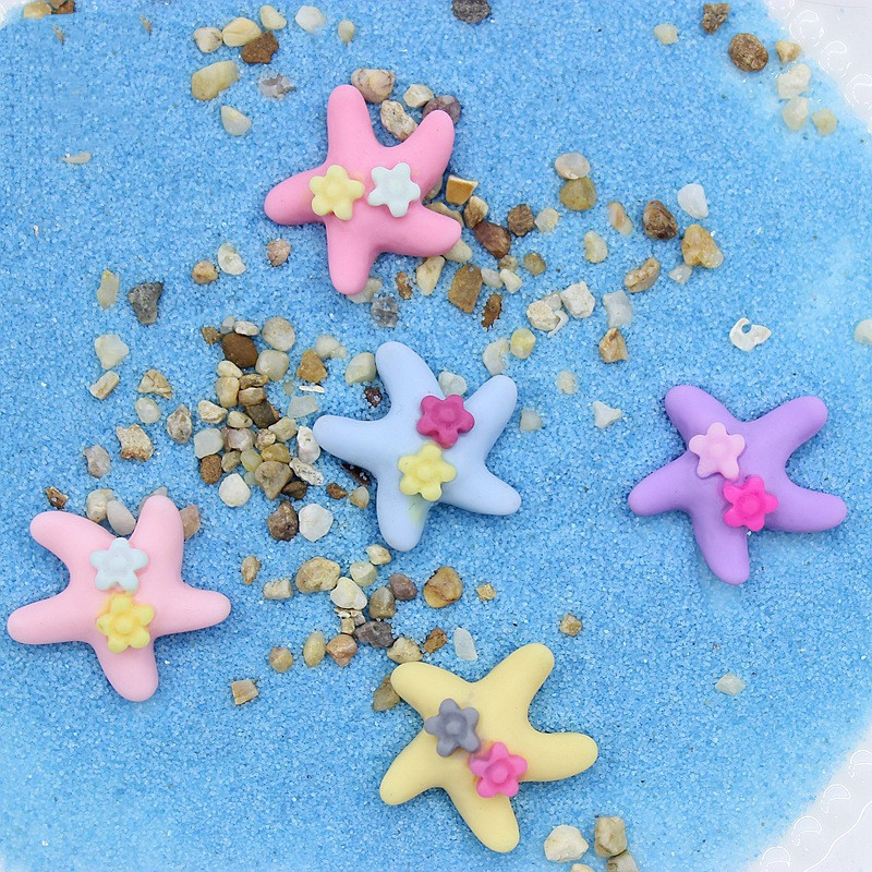 

Colorful Floral Sea Star Resin Cabochons Flatback Kawaii Plastic Ornament Accessories Clay Beads Charms Embellishments 10pcs