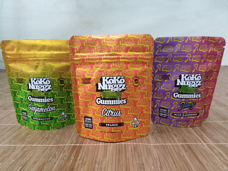 

Up Nuggz Edibles Gummy Koko Bag Plastic Resealable Stand 500mg Pouch Vape Mylar Zipper Packaging Gummies 2021 Wltvp