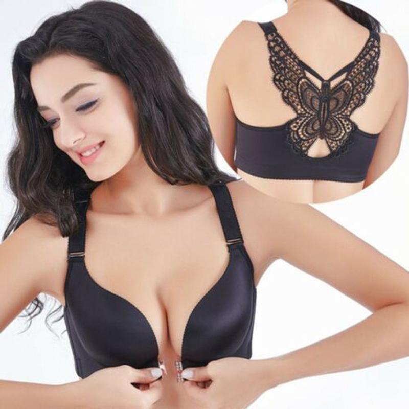 

Plus Size Bra Women Underwear Bralette Crop Top Women's Adjusting Beautiful Backlight Traceless Thin Sexy Underwear Bra #3, Black