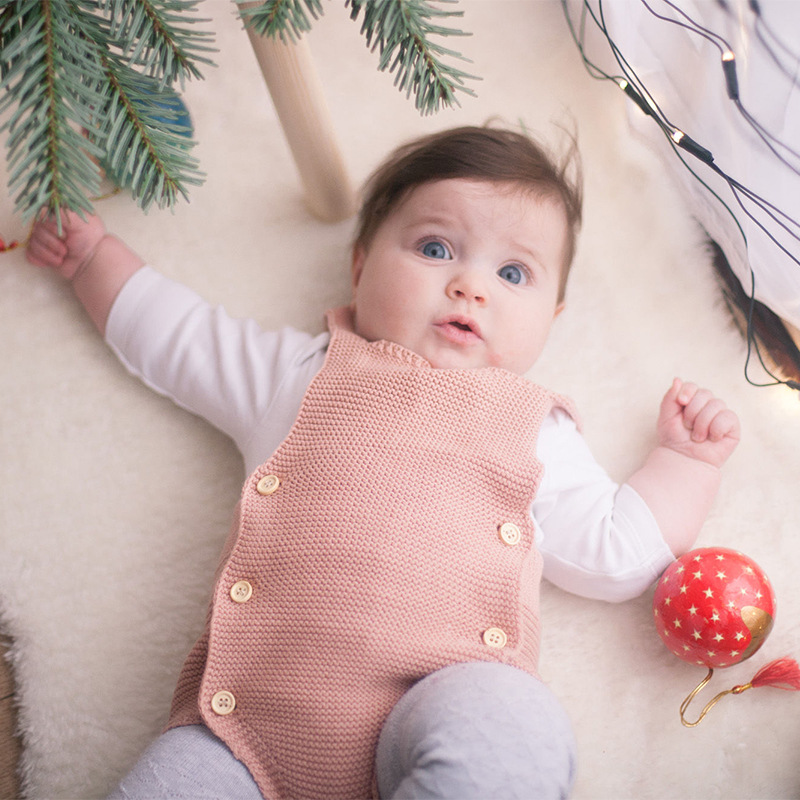 

Newborn Baby Girls Boys Bodysuit Infant Knit Sleeveless Buttons One Piece Jumpsuit 2020 Autumn Winter Warm Casual Playsuit, Pink