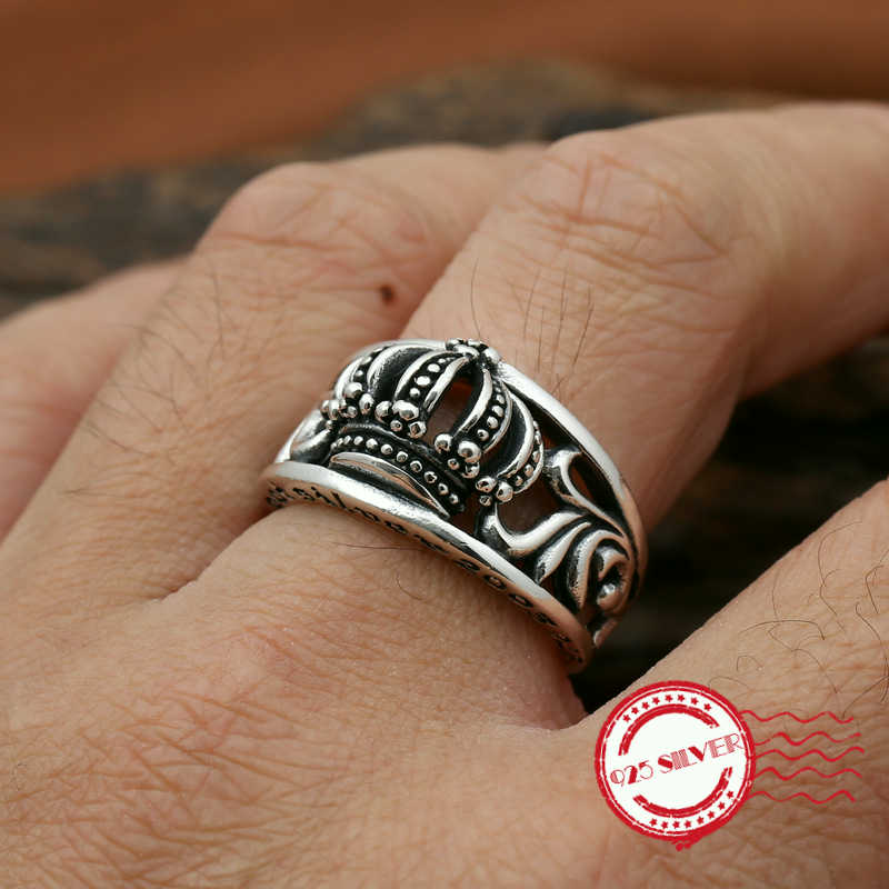 

S925 Sterling Silver Men's Rings Fashion Retro Personality Punk Style Six Words Style 2020 New Gift for Lovers