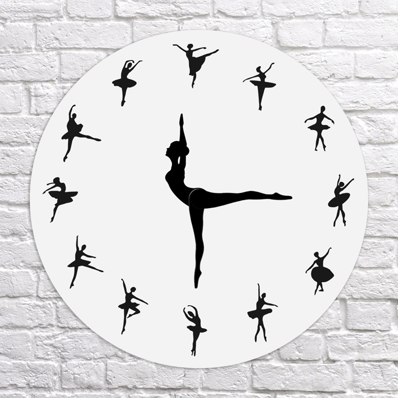 

Charming Ballerina Wall Clock Baby Girl Nursery Decor Ballet Dancer Modern Wall Clock Ballet Dancing Girl Needle Hand Watch