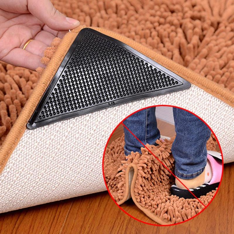 

4Pcs/Set Silicone Rubber Carpet Mat Patch Rug Carpet Gripper Anti-Slip Grip Pad Bathroom Mat