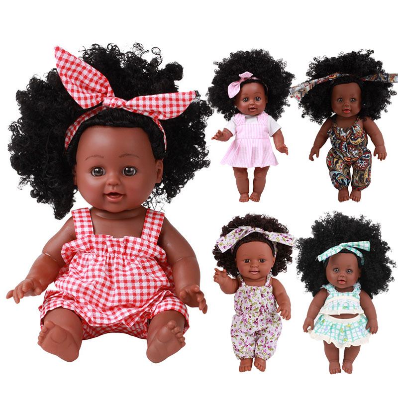 

American Reborn Black Handmade Silicone Vinyl Soft Lifelike Newborn Baby Doll Toy Girl Christmas Gift C0924