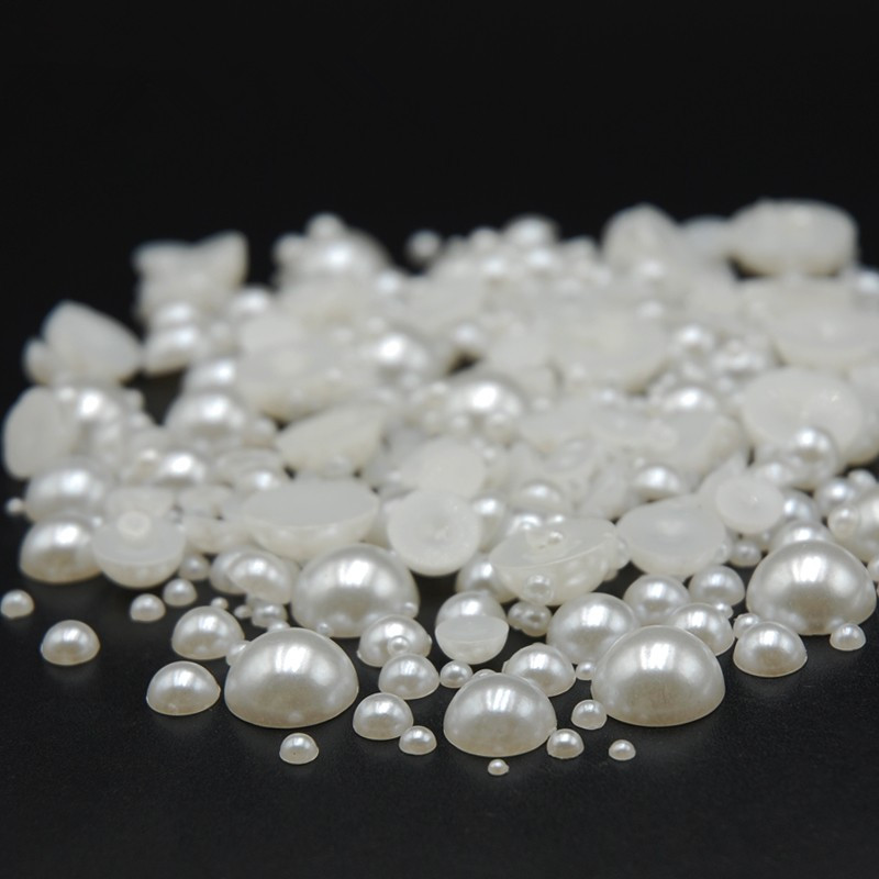 

2mm 3mm 4mm 5mm 6mm Mixed size Fashion 100pcs/pack Ivory/White Half Round DIY Resin Flatback Nail Art Pearl For Nail Decoration