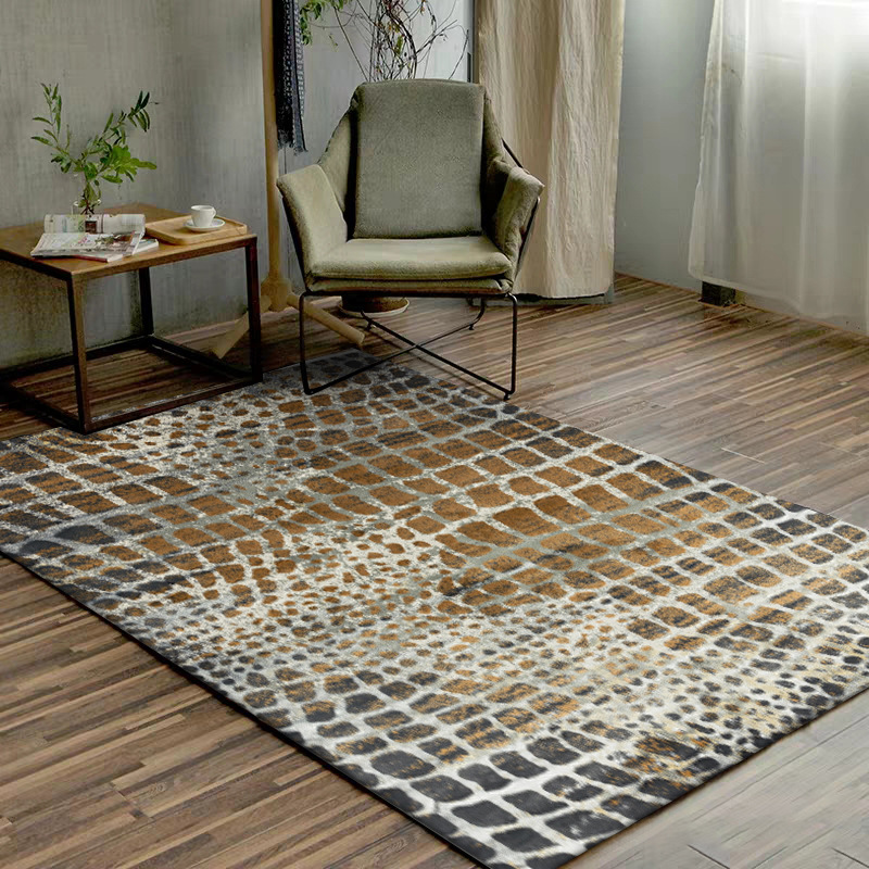 

Modern grid Crocodile pattern door mat living room large carpet polyester plush bedroom floor mat custom made rug for bathroom