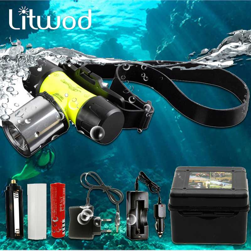 

Diving headlamp Headlight underwater 50M Waterpoof XM-L T6 z20 head lamp 4000 Lumen Head Diver headlight for Swimming