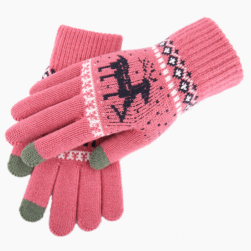 

Sale Christmas Deer Knitted Gloves Women Thicken Touch Screen Gloves Winter Warm Snow Elk Full Finger Mittens Xmas Gift Guantes