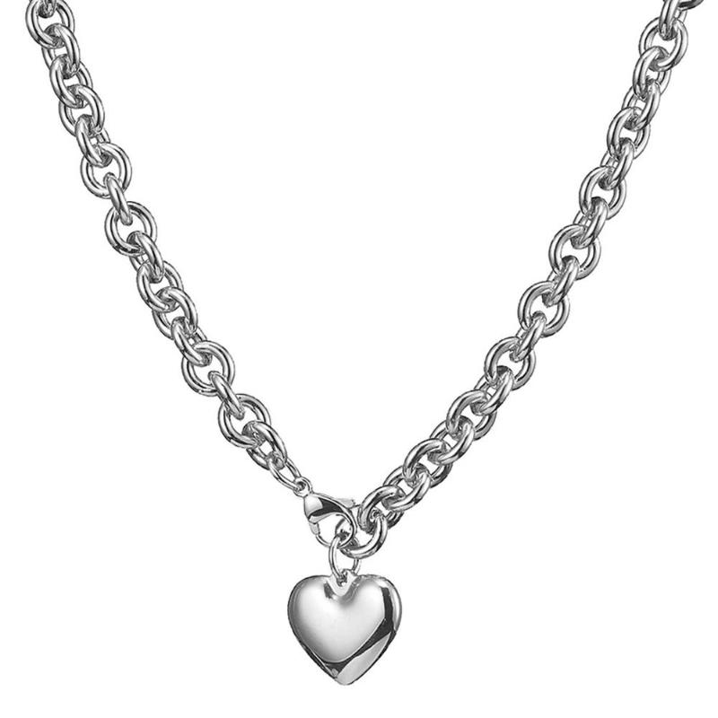 

Granny Chic 8mm Oval Link Chain Heart Love Charm Necklaces for Women Stainless Steel Choker Necklace Collar Gifts