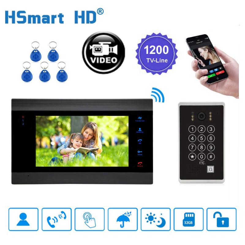 

7" Touch Screen Video Intercom Door Phone Record Kit Code Keypad IC Outdoor HD 720P Camera wifi video intercom system
