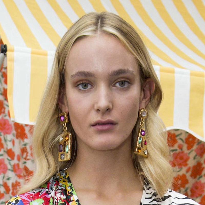 

Vintage Multicolor Crystal Alloy Drop Dangle Earrings For Women Fashion Jewelry Trendy Girls' Statement Earrings Accessories