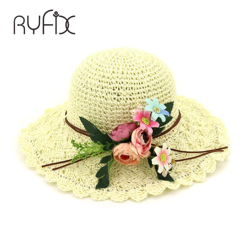 

Handmade sun hat lady holiday hat flower design travel personalized lace straw beach HA24, Pink