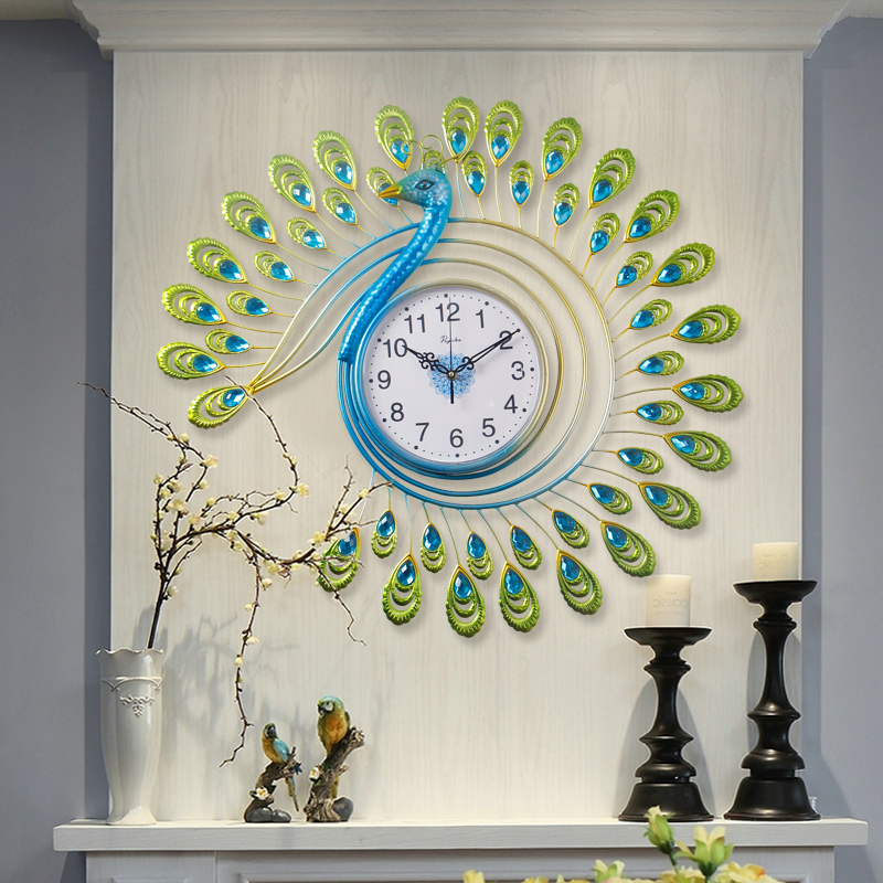 

Peacock Wall Clock Living Room Creative Wall Clock Art Decorative Mute Hanging Decorations Living Room Ornament