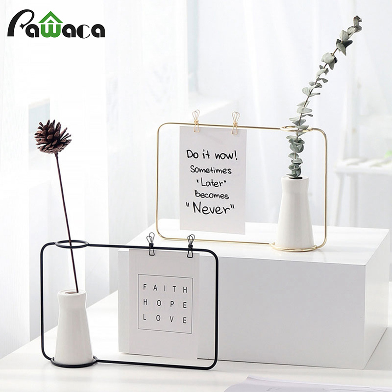 

CERAMIC FLOWER VASE HOLDER CLIP POSTCARD DOUBLE SIDED PHOTO FRAME HOME OFFICE DECORATION SALES STYLE WROUGHT IRON METAL EUROPE