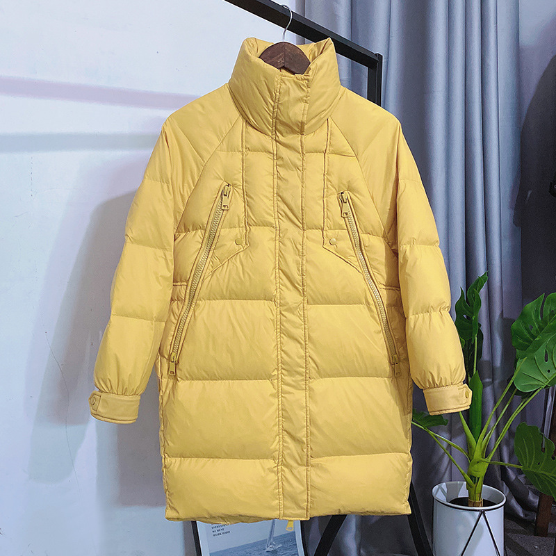 

women' 2020 winter new Korean version fashion light and thin small white duck down thin coat loose medium length, Black