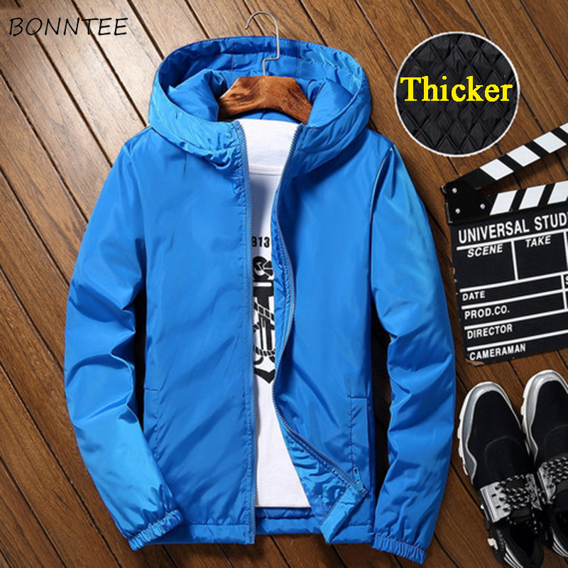

Parkas Men Zipper Leisure High Quality Soft All-match Plus Size Korean Style Hooded Parka Mens Ulzzang Solid Simple Outerwear, Blue