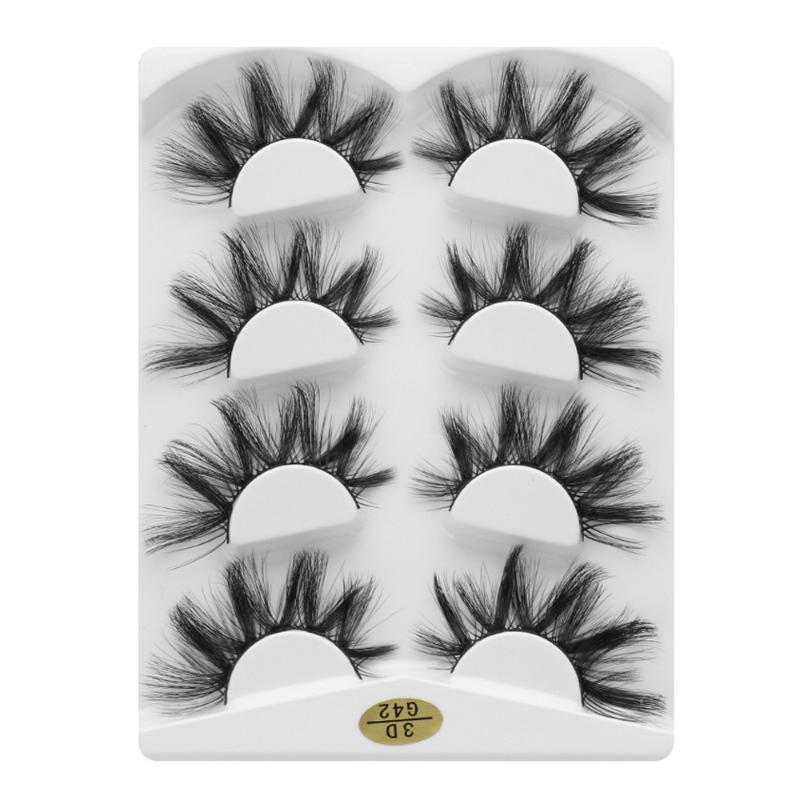 

4 Pairs 3D Faux Mink False Eyelashes Natural Thick Cross Eye Lashes Criss-cross Wispy Handmade Eyelash Makeup Extension Tools