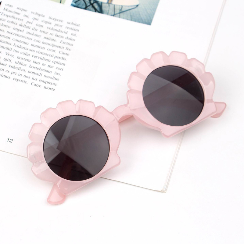 

Child Cute Round Frame Shell design Sunglasses Children Kids Gray Pink Lens Fashion Boys Girls UV400 Protection Eyewear