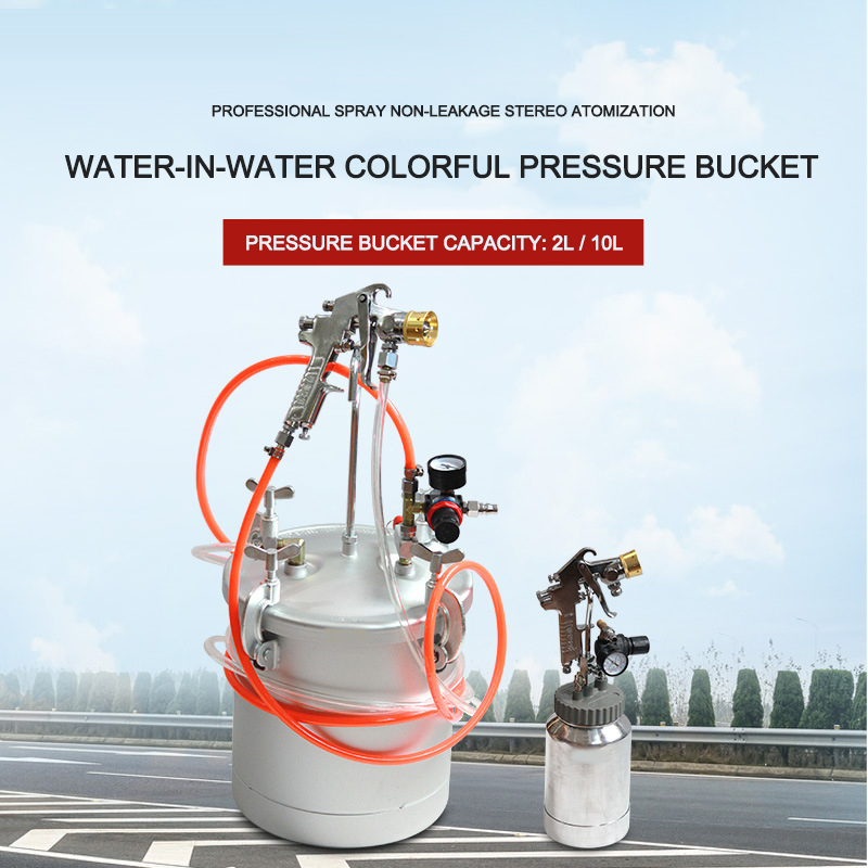 

2L Pneumatic Water-in-water Pressure Bucket Colorful Paint Spray Gun Latex Paint Imitation Marble Spray Gun