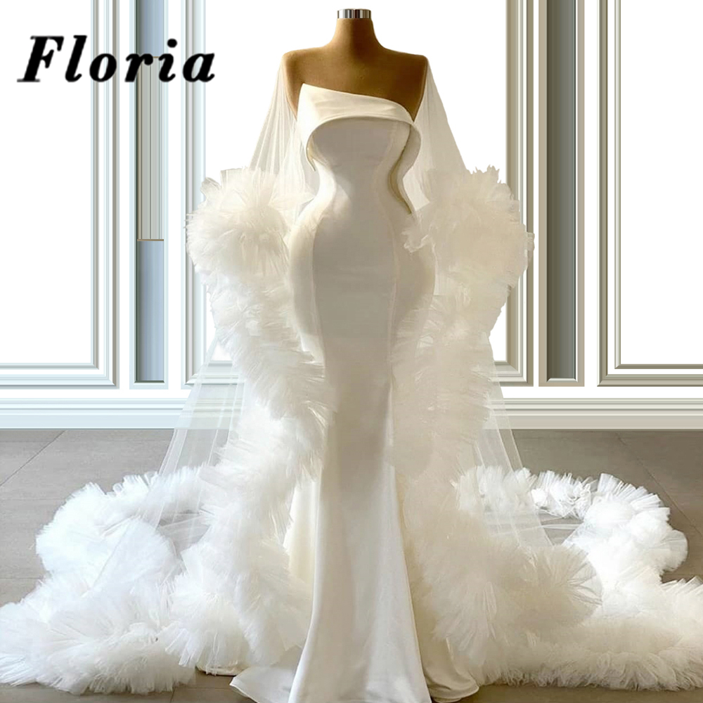 

Vestido De Novia Mermaid Wedding Dresses 2020 Middle East Custom Tulle Ruffles Wedding Gowns Gelinlik Mariage Dubai Bridal Gowns, Custom made