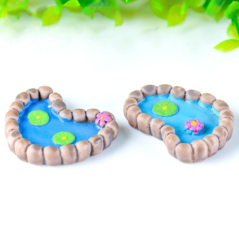 

Lotus Pond Miniature Figurine Bonsai Foot Plant Figurine Home Decoration Mini Fairy Garden Simulation statue toy resin craft