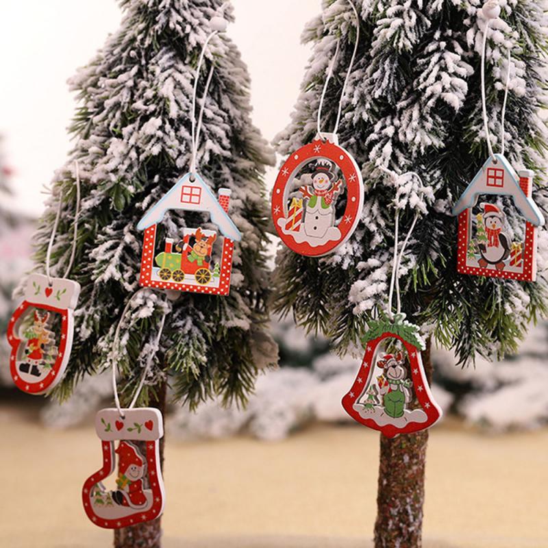 

UK/12X Wooden Christmas Tree Hangers Hanging Decorations DIY Xmas Pendants Gift