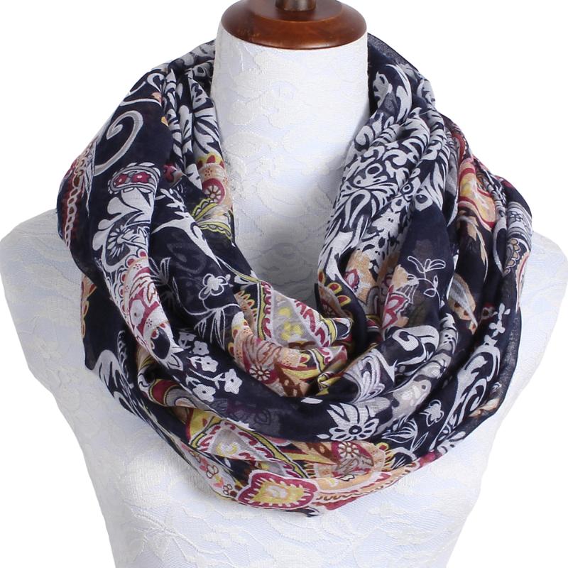 

2020 Hot Fashion Loop Shawl Vintage Cashew Blue Print Ring Scarves Women Winter Infinity Scarf Echarpe Foulard Femme 180*80 cm