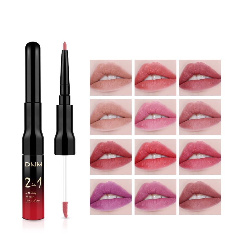 

Double Head lip gloss line 2 in 1 lip glaze Matter Pencil Tint Tattoo Stain Makeup Waterproof Nude Pen Gloss Stick R1, 03