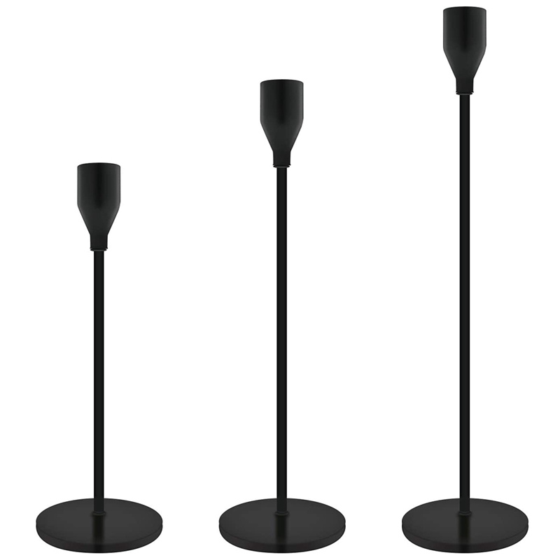 

3Pieces Taper Candle Holders Black Table Decorative Candlestick Holder for Wedding Dinning Party Candle Holders