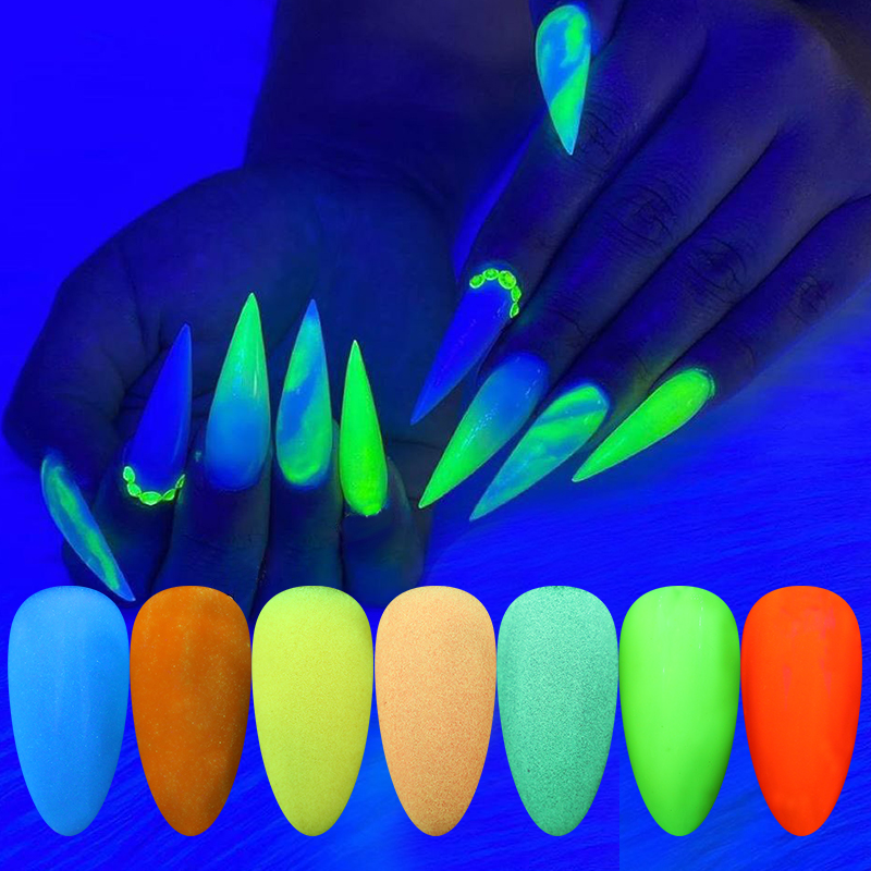 

1 Box Fluorescent Sugar Nail Powder Neon Colorful Nail Art Glitter Chrome Pigment Glimmer Dust DIY Art Decoration