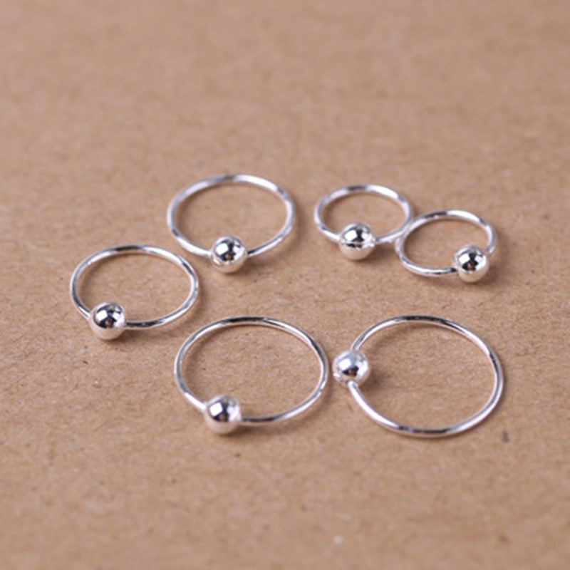 

Real 925 sterling silver small circle hoop earrings for women accessories, simple bead earings hoops aretes jewelry bijoux femme