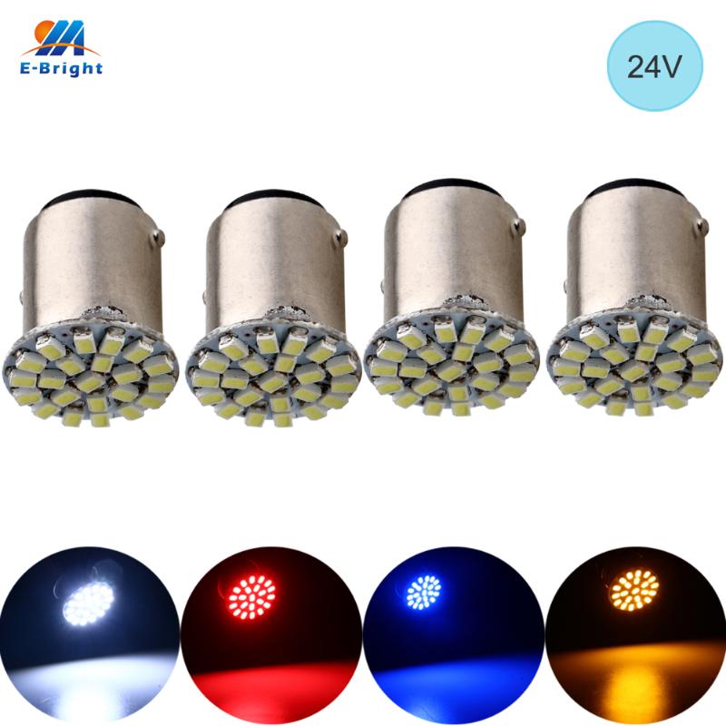

YM E-Bright 24V DC 4PCS S25 1157 1206 22 SMD BAY15D p21/5w Brake Parking Lights 176Lm White Blue Yellow Red Car Styling Auto, As pic