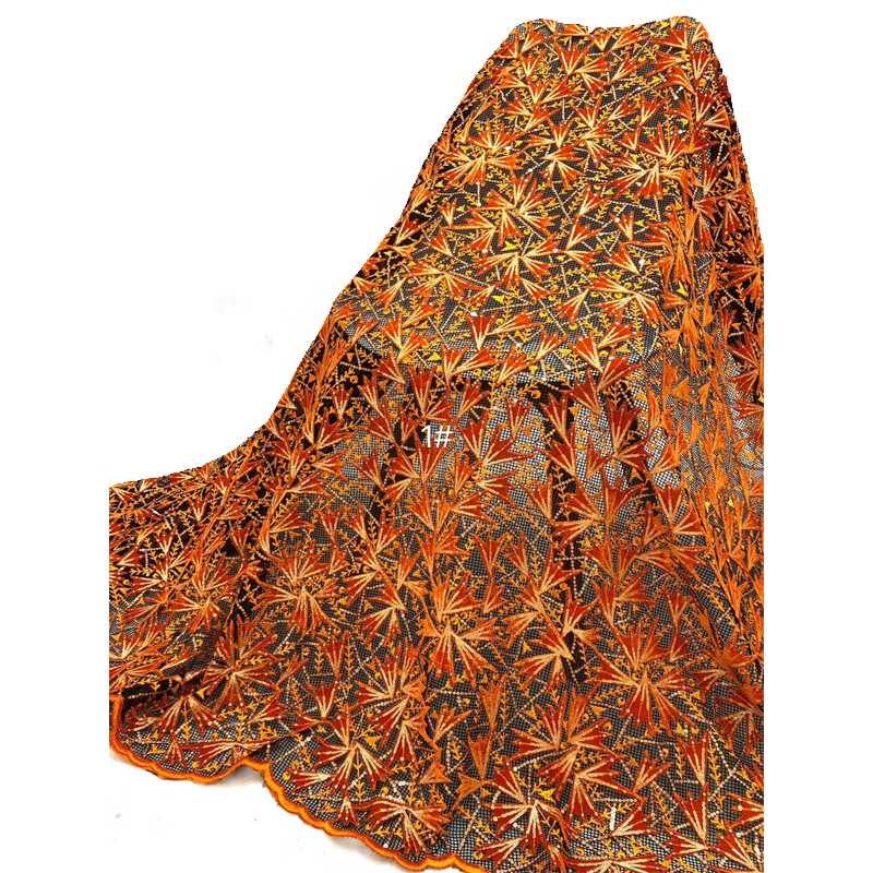 

African Lace Fabric Colorful With Sequins Mesh Shape High Quality Elegant Gentle Gorgeous Exquisite Embroidery