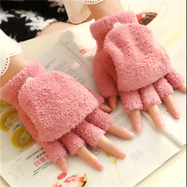

Women Hand Wrist Warmer Winter Flip Fingerless Gloves Mitten Female Gloves Women Winter Warm