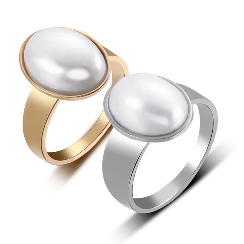 

Big Luxury Oval Simulated Pearl Ring for Women Gold Boho Style Pearl Rings 2020 New Female Ring Bijoux Gift Wholesale