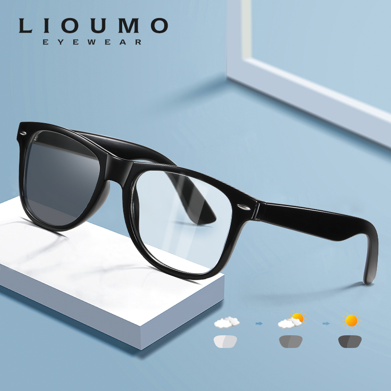 

LIOUMO Design Square Glasses Women Men Photochromic Anti Blue Ray Light Blocking Eyewear For Computer Gaming Eyeglasses UV400