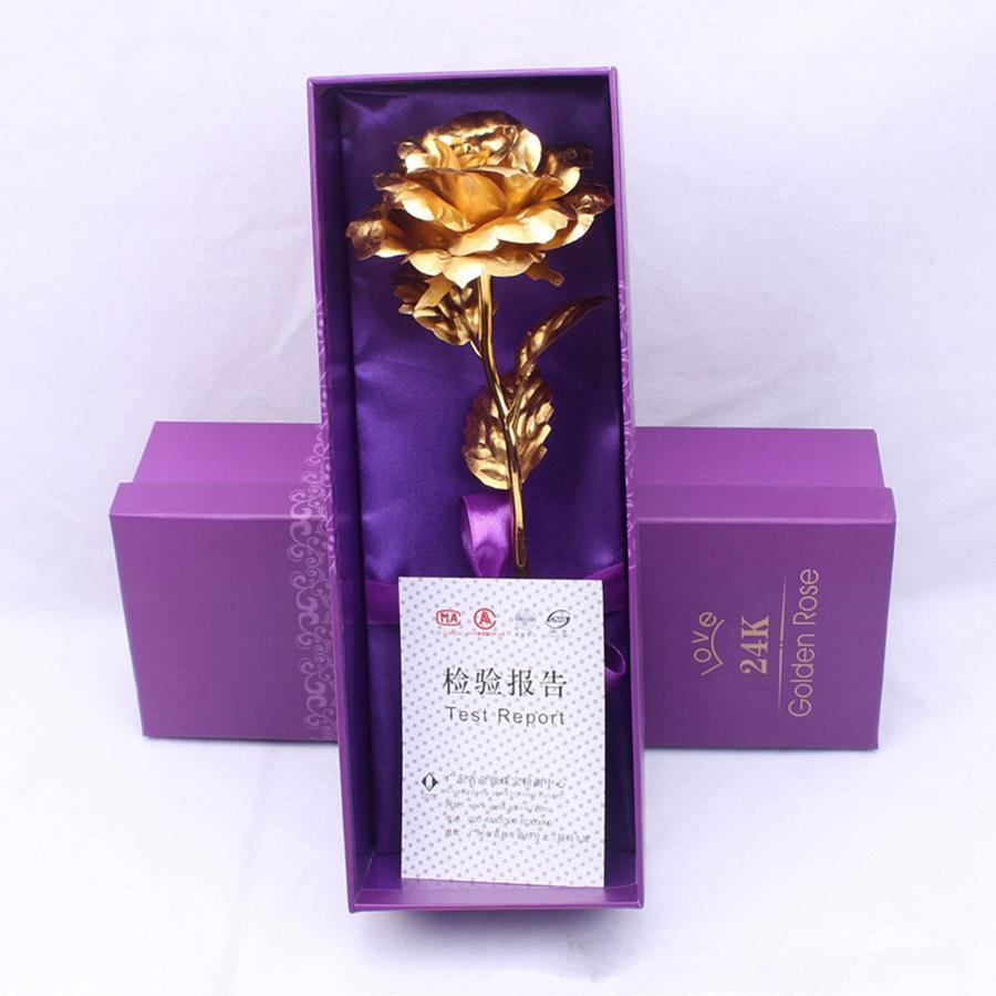 

24k Gold Foil Plated Rose Artificial Long Stem Flower Creative Gifts For Lover Wedding Christmas Valentines Day Gifts Wholesale