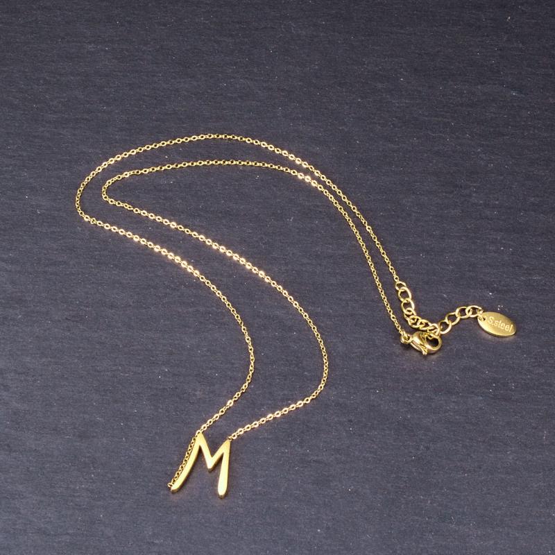 

Hongcheng Jewelery Trendy INS Sytle Handwritten Letter M Pendant Women Necklace Clavicle Chain Gold-plated Birthday Gift HC196