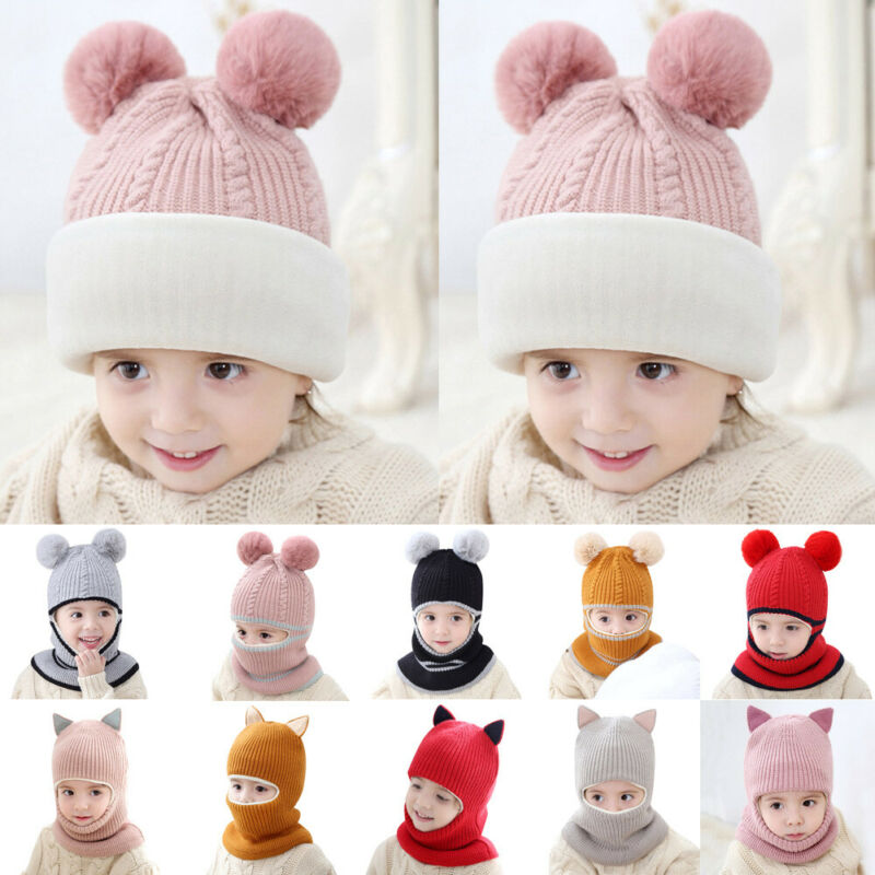 

Newborn Kids Baby Boy Girl Warm Hat Knit Wool Girl Boy Hemming Crochet Ski Cap