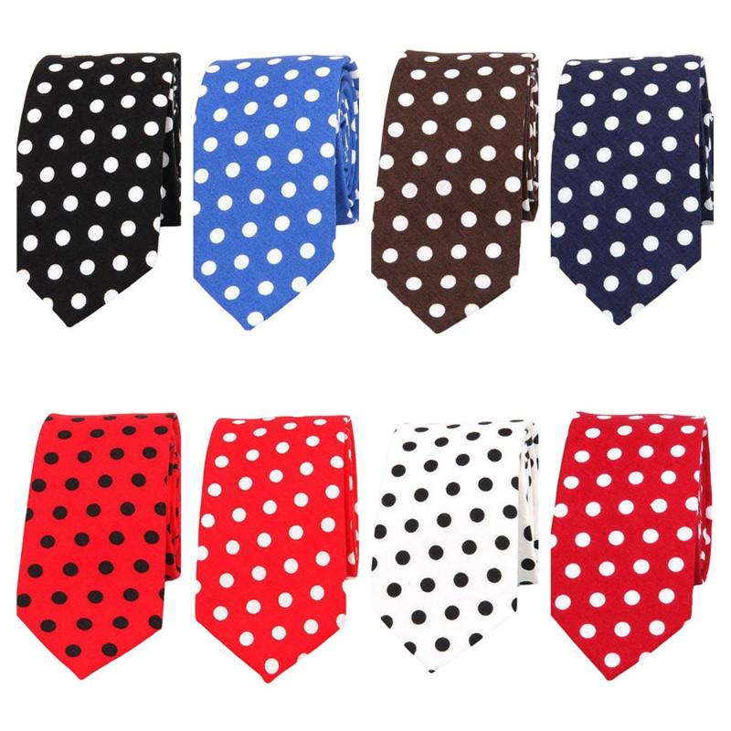 

Mens Linen Cotton Polka Dots Necktie Casual Tuxedo Neck Tie Wedding Business Tie