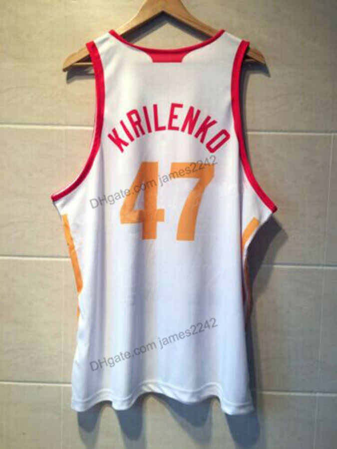 

Custom Throwback Andrei Kirilenko #47 Basketball Jersey Hip Hop Any Name Number Size 2XS-3XL White Top Quality