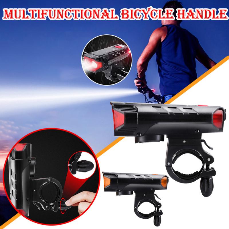 

Bicycle Light Waterproof Rear Tail Light Solar Powered USB Rechargeable LED Bicycle Headlight Bike Head Lamp + Horn