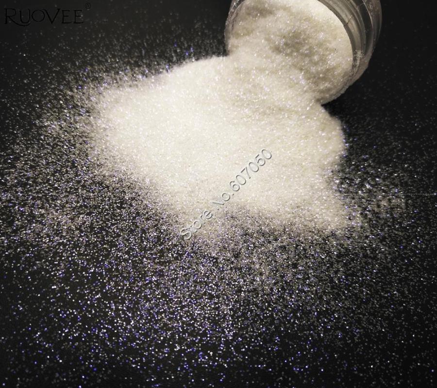 

0.2mm Solvent Resistant Iridescent Nail Glitter White Color with Purple Light Fine Dust for DIY Nail Polish Makeup Body Art Deco